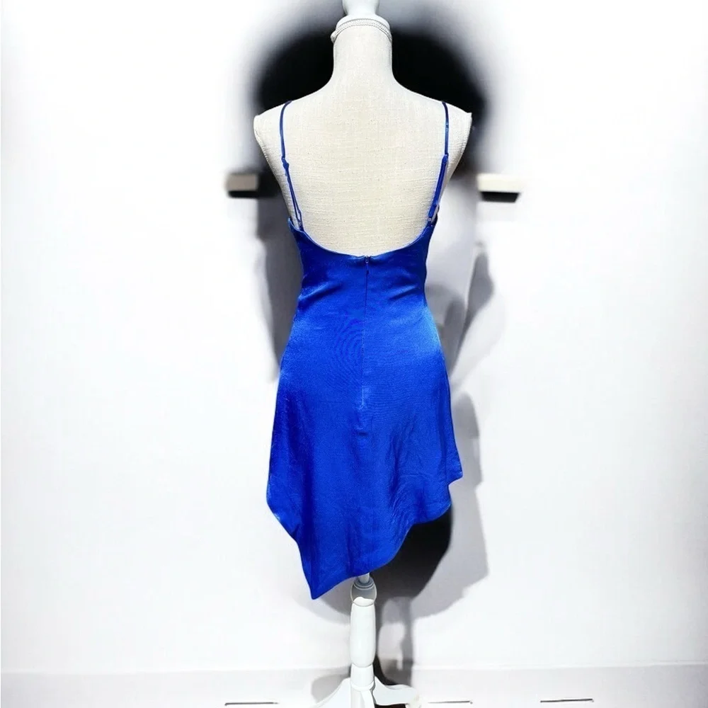 🌻NEW BARDOT Blue Oceana Asymmetric Handkerchief Hem Dress Size 6